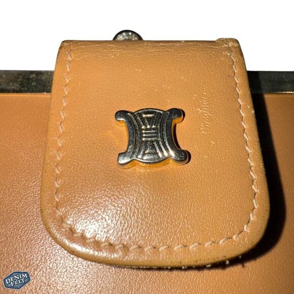 Celine Beige/Tan Macadam Triomphe Canvas/Leather Bifold Long Wallet Vintage - Picture 8 of 13